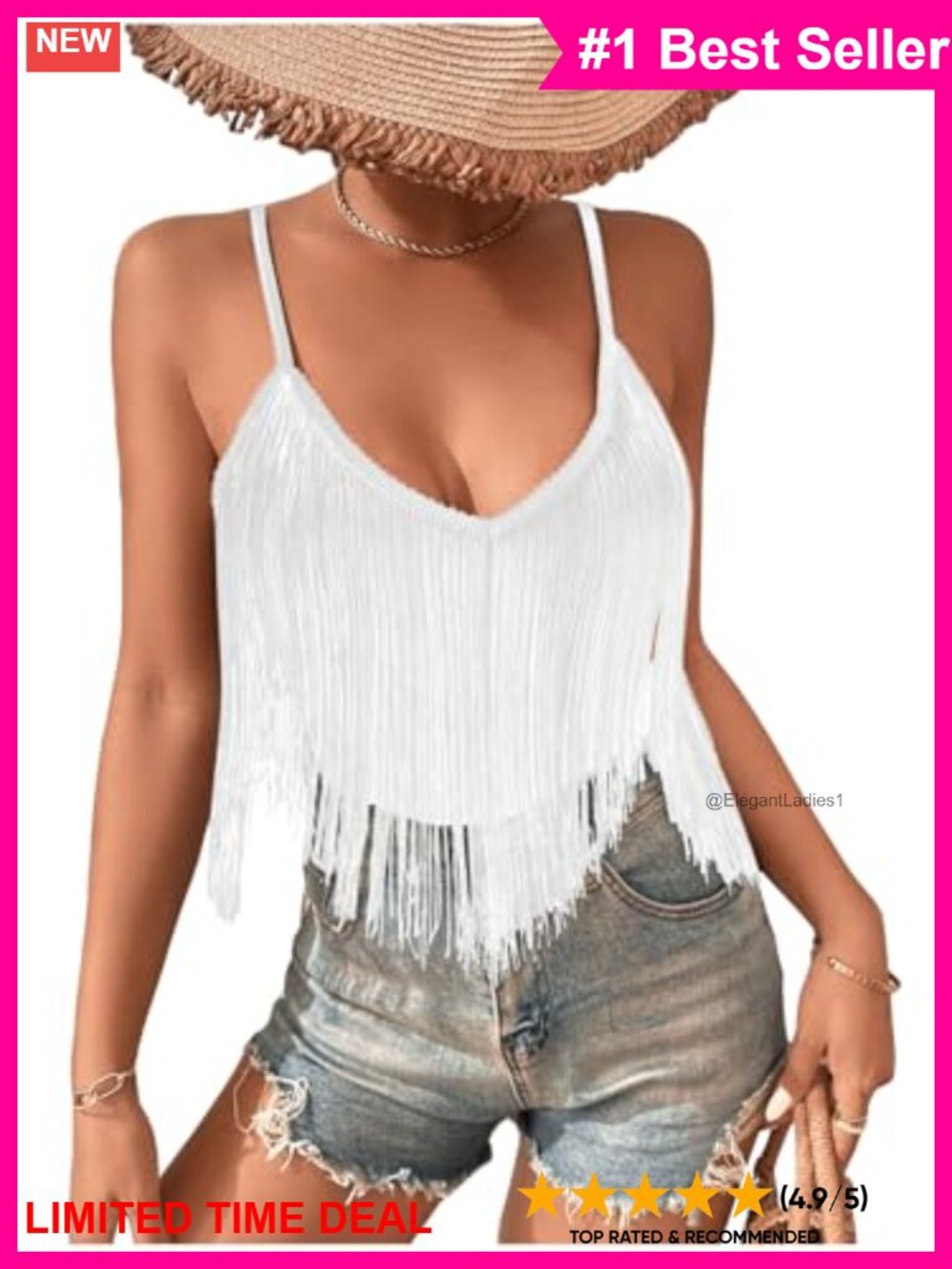 Sleeveless Fringe Halter Tank Top Boho Tassel Slim Fit Summer Cami
